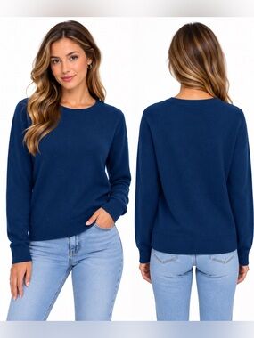 Vintage Danielle Martin 100% Cashmere Mock Neck Blue